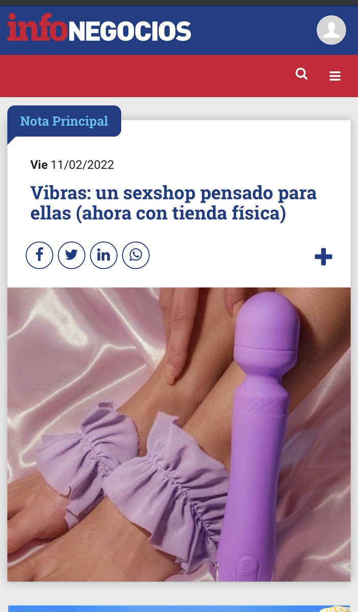Hoy @vibrastiendasex es la nota principal de Info Negocios. Hasta salir en todos lados menos en Ovación no paramos 😊💜