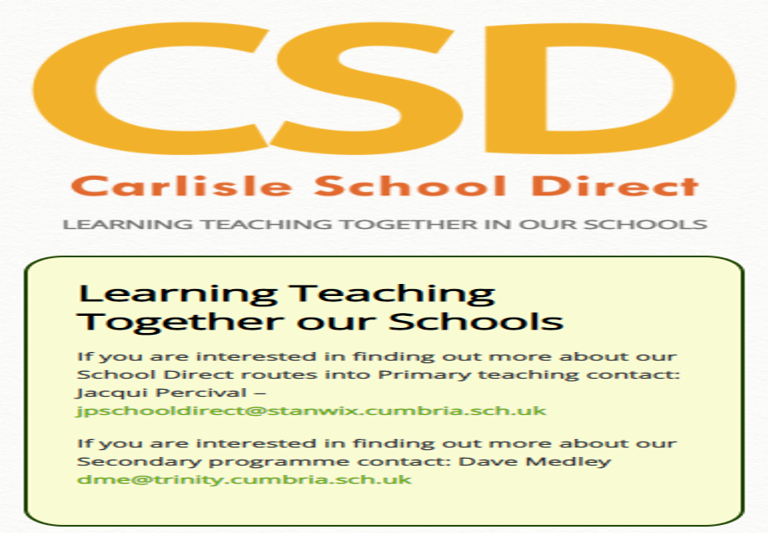 carlisleSD's tweet photo. It's nearly half term, but we'll still be looking out for your applications. Carlisle School Direct: a great place to train for a career in teaching! More details on Trinity School's website. #cumbria #teaching https://t.co/QkdfEGBFCH