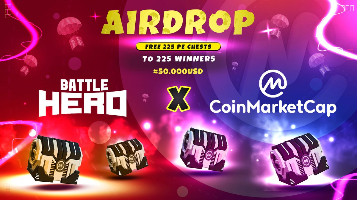 🇬🇧@CoinMarketCap x @BattleHeroNFT | #FreeAirdrop 225 Winners - 225 PE Chests ≈ $50.000 🇪🇸@CoinMarketCap x @BattleHeroNFT | #AirdropGratis 225 Ganadores - 225 PE Duales ≈ $50.000 Start: 13th February, 00:00 UTC URL: coinmarketcap.com/currencies/bat…