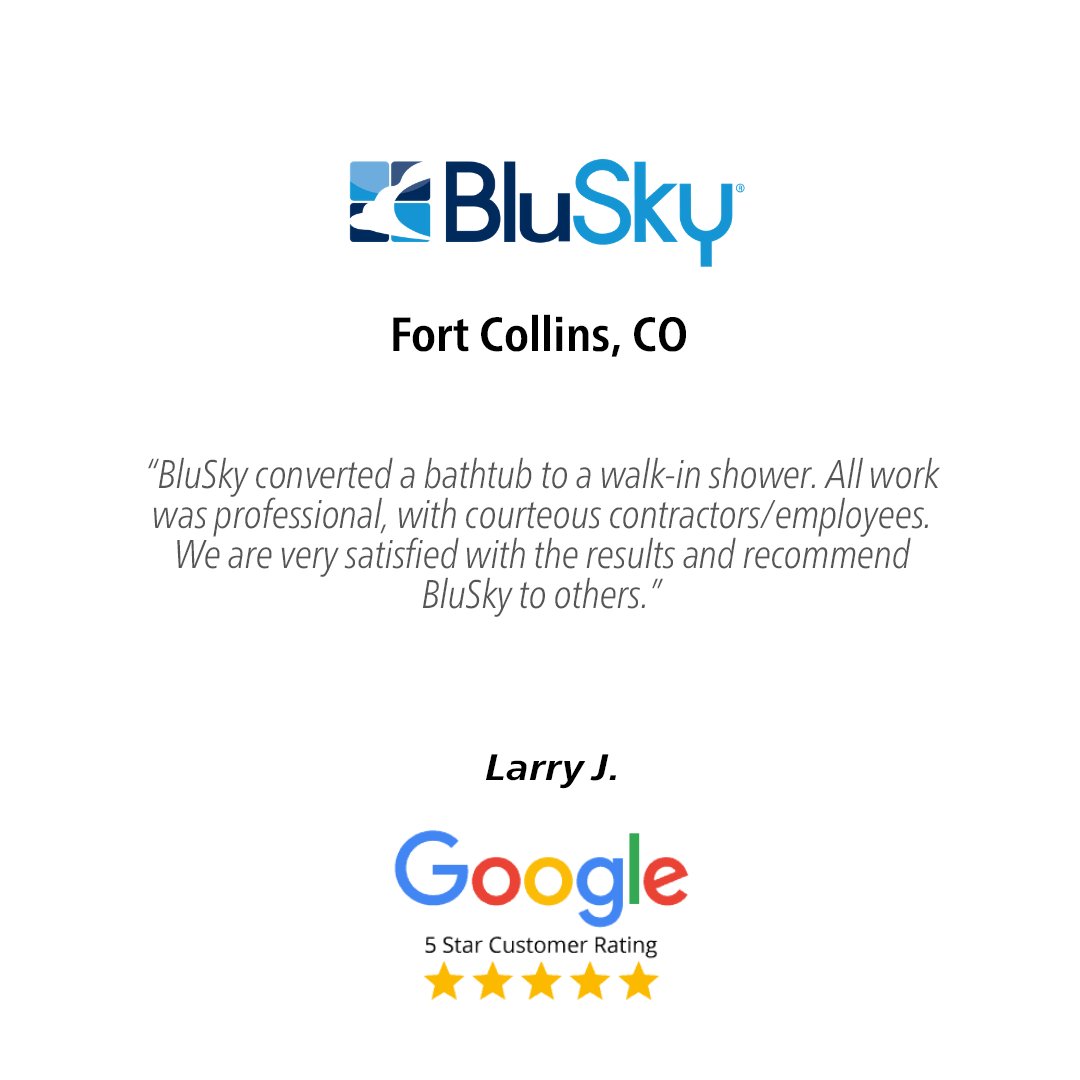 No matter the project size, BluSky is here to help. Thank you, Larry, for your trust in our Fort Collins team with your bathroom project! 

#FeedbackFriday #GoogleReview #FortCollins #GoBluSky #WeFixBrokenBuildings.