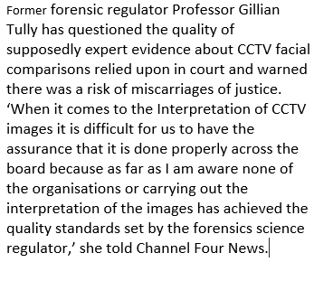 Former regulator warns of miscarriages of justice as a result of poor quality CCTV facial comparisons thejusticegap.com/former-regulat…  <a href="/InnocentOrgUk/">INNOCENT</a>