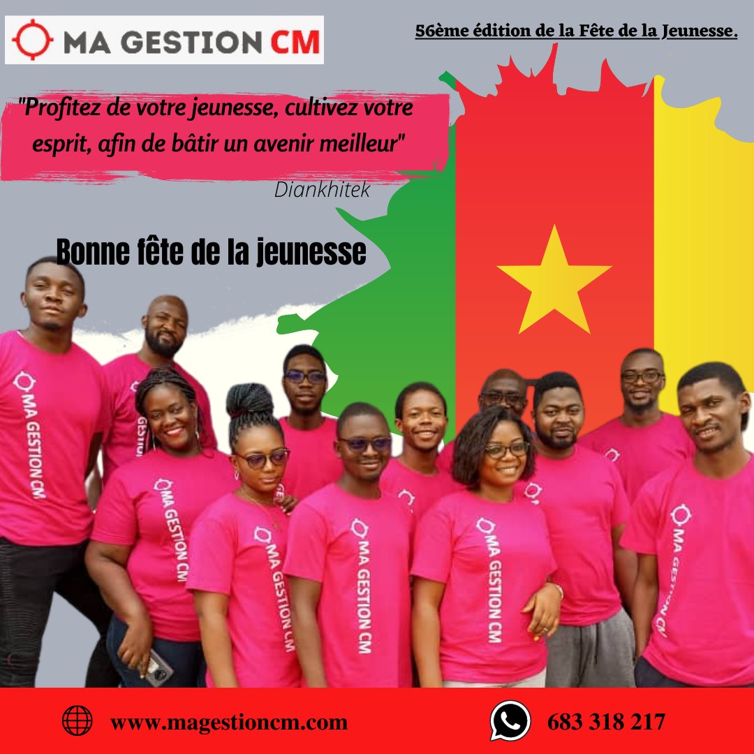CMagestion's tweet photo. Ensemble, nous pouvons y arriver.
"Profitez de votre jeunesse, cultivez votre esprit, afin  de bâtir un avenir meilleur" Diankhitek
#Bonnefetedelajeunesse 🇨🇲🇨🇲🇨🇲
#Jeunesse237
#Magestionvotrerealite
#Cameroun https://t.co/zZ7zOZssbB