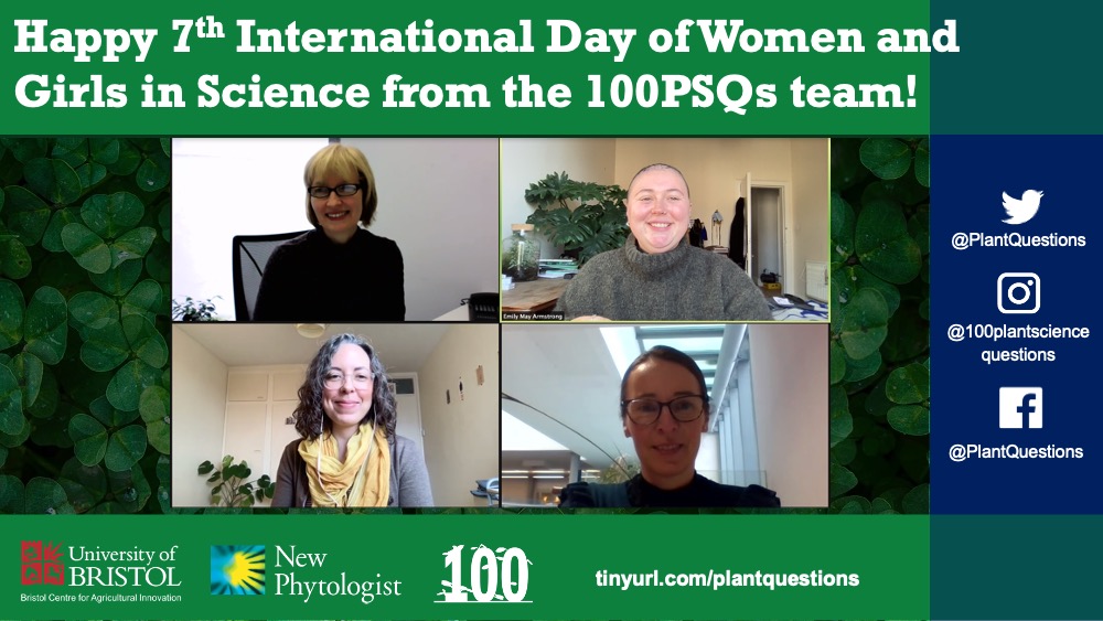 Happy 7th @WomenScienceDay to all women, girls, and NB folks working hard in STEM! 

We see you, we support you, we admire your global hard work. Love from @emilyxarmstrong @HarperHelen, @erlarson_phd and @PR0FG from the #PlantQuestions team! 

#WomenAndGirlsInSTEM