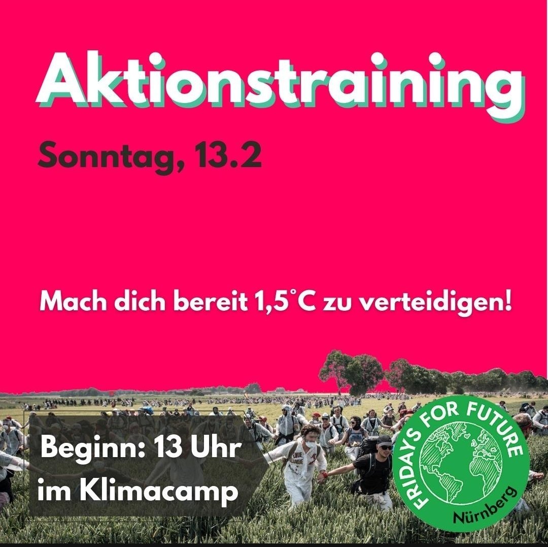Am Sonntag findet ein Aktionstraining bei uns statt.
Perfekt, um dein Wissen noch mal aufzufrischen, bevor wir alle gemeinsam Lützerath verteidigen!