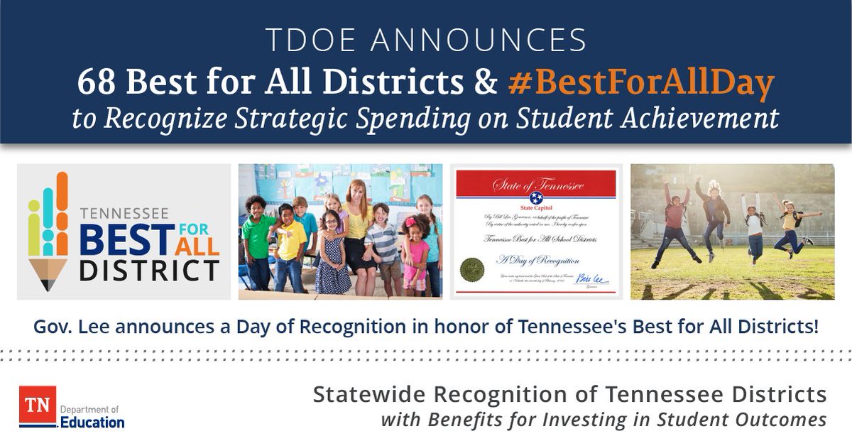 CONGRATULATIONS to the 68 #BestforAllDistricts and we are thrilled to announce #BestforAllDay to recognize their strategic spending towards student achievement!
