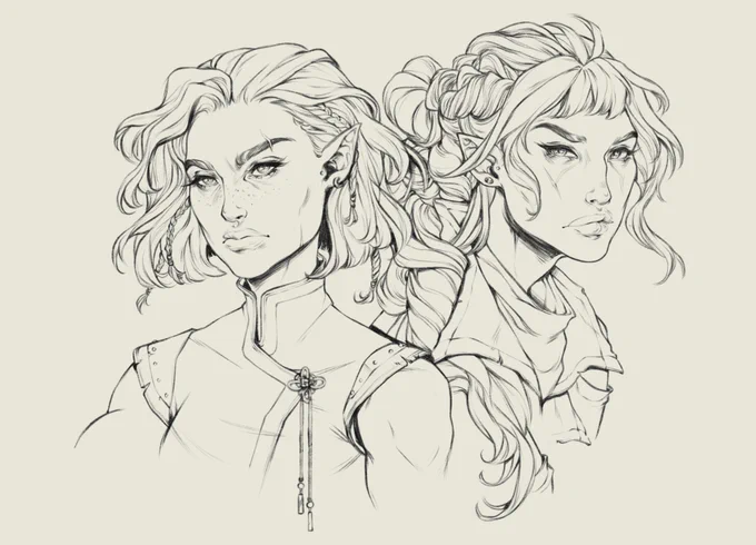 If you told 15 year old Tamara that at 23 her day job would be drawing hot ass fantasy ladies for fellow D&amp;D nerds she would never have believed you 

Check out these smoke show twins Isol and Sarya 🔥 (characters belong to Laura and Steph!) 