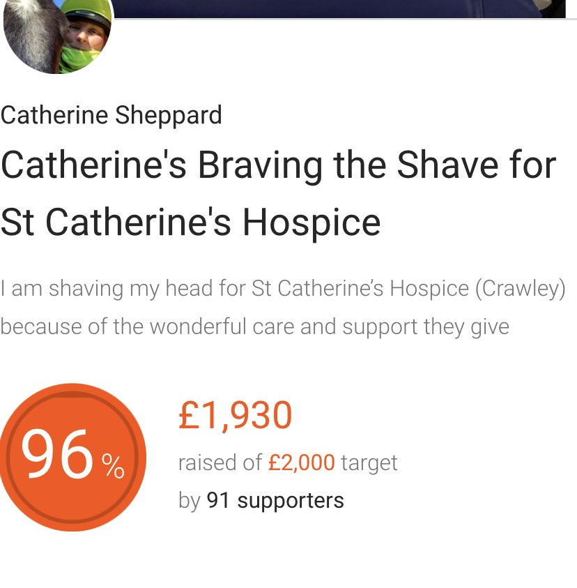 Tweeklet's tweet image. Only £70 away from my epic target! I cannot thank you all enough justgiving.com/fundraising/Ca… less than a week after doing it I might even hit it 🎉
@StCHospice @CHTonline @crawley_news @crawleylife
