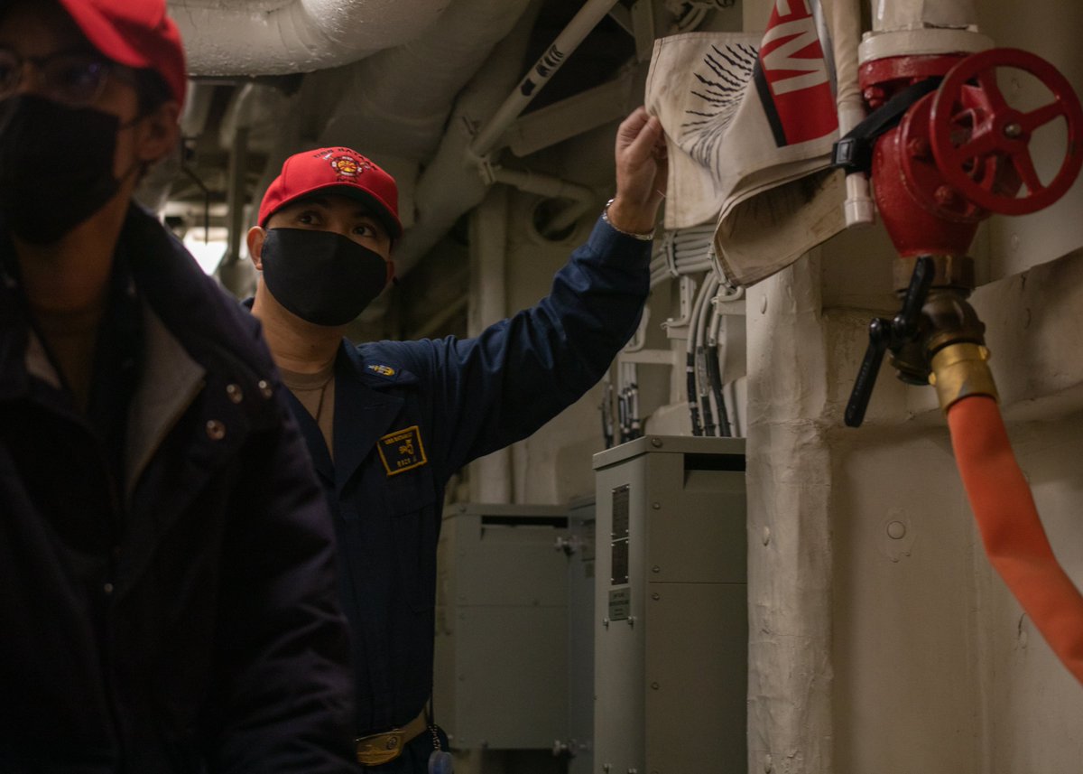 Sailors aboard the amphibious assault ship USS Bataan (LHD 5) participate in a series of General Quarters #GQ drills simulating casualty response in a real-world environment. Bataan is homeported @NavalStationNorfolk 
#trainaswefight #BataanTough #USNavy