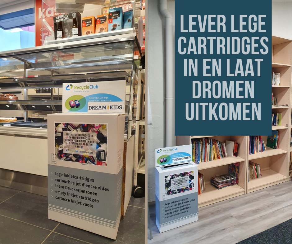 Dream4Kids's tweet photo. Wist je dat je door het inleveren van jouw lege #cartridges, dromen van kinderen met een trauma kunt laten uitkomen? π€© Door jouw HP -, Canon en huismerk cartridges in te leveren bij #RecycleClub, ontvangt Dream4Kids een vergoeding!
Ga naar https://t.co/UDWBELrAph https://t.co/oV0HDbbKy0