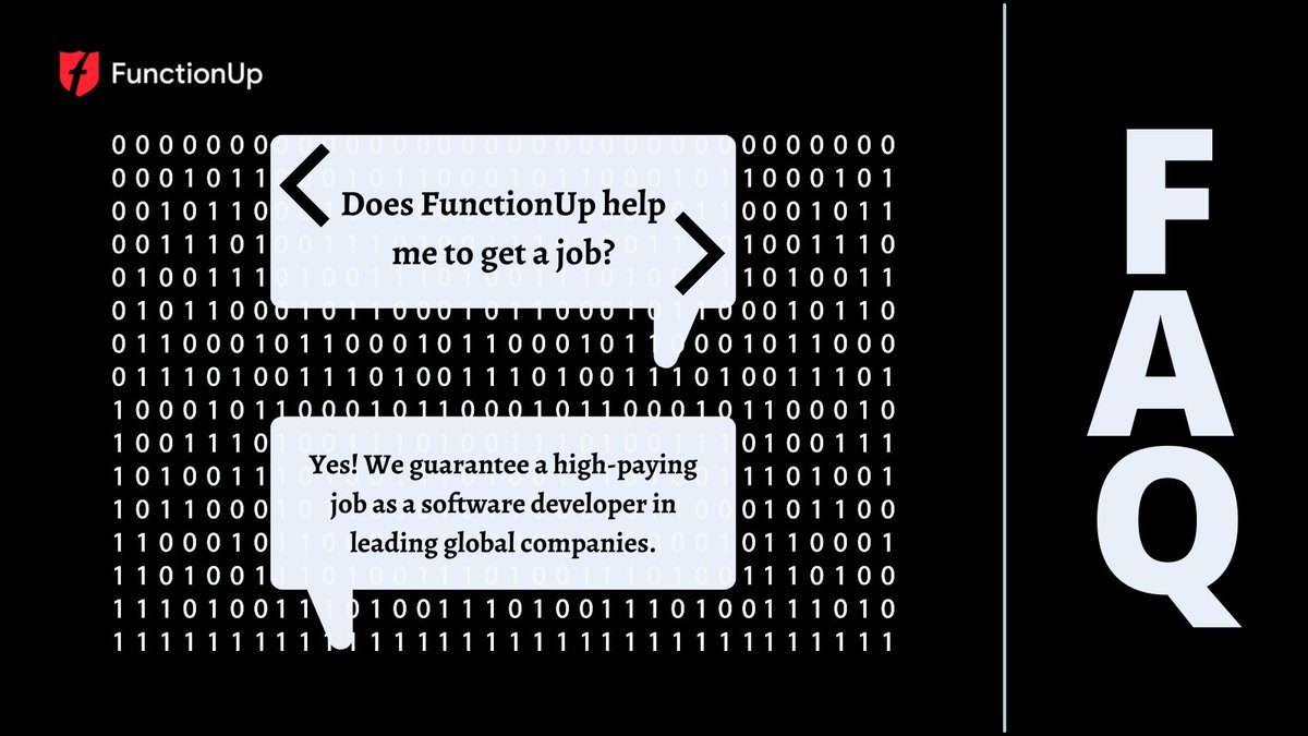 function_up's tweet image. Wondering how to get a high-paying job in a top tech company?
bit.ly/3uQdXqa
Drop your queries on admissions@functionup.org 
#functionup #coding #bootcamp #faqs #coderslife #coder