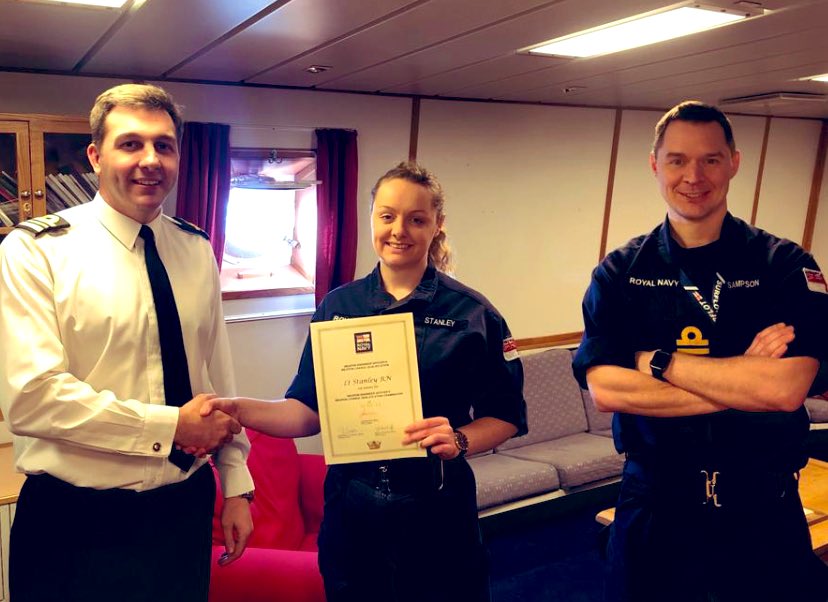 Congratulations to our DWEO, Lt Anna-Marie Stanley who has passed her Charge Qualification in readiness for her assignment to DE&S Maritime Combat Systems. BZ #breathingfire #aWEsome #STEM