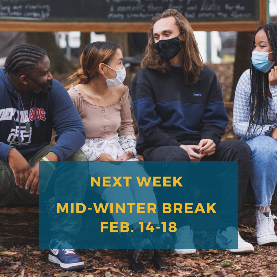 Mid-Winter break is next week! ☃️ We'll see you back on Monday, Feb. 21st.