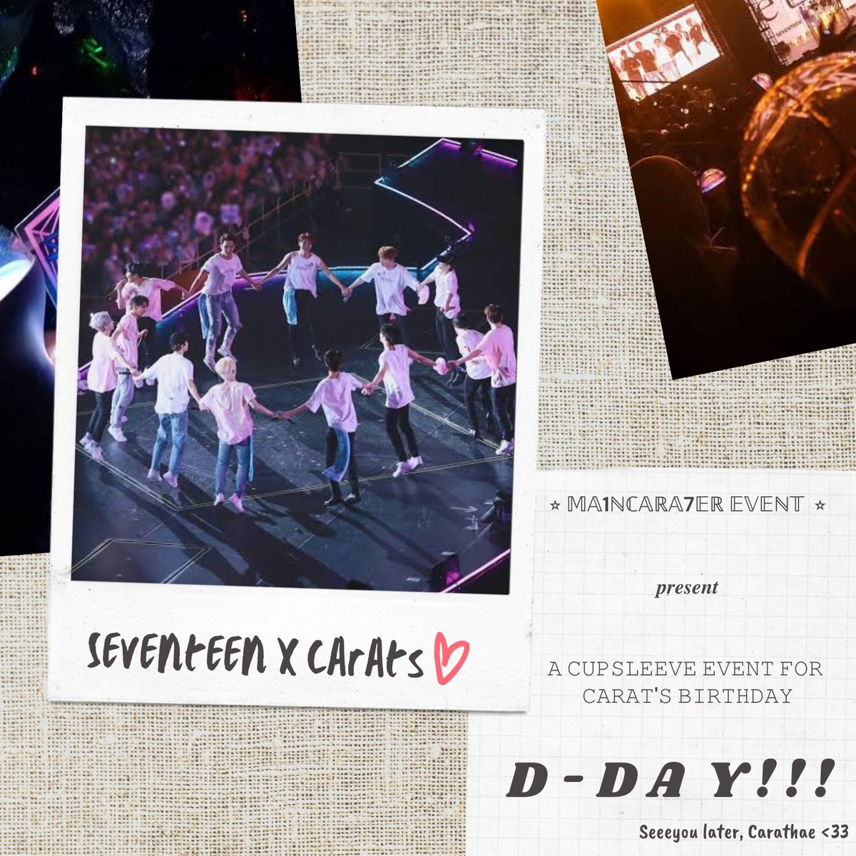 maincarater's tweet photo. D - DAY 🥳 SEEEYOU ALL LATER FOR OUR FIRST EVER CUPSLEEVE EVENT 🤍💙 @pledis_17 

#MainCARATer #MainCARATerEvent #CARAT #SEVENTEEN 

~ Admin Tine https://t.co/kHDm1g2YqD