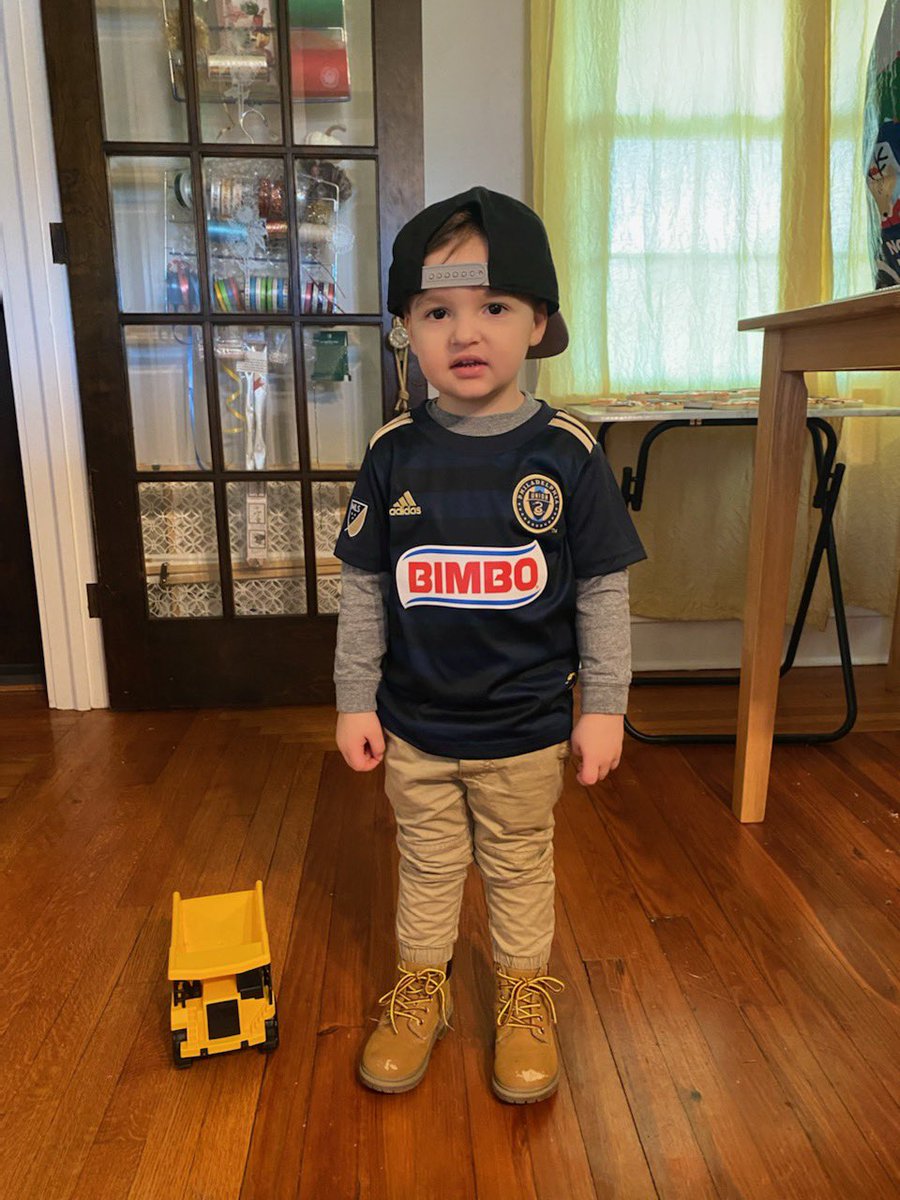 ThommyShep19's tweet photo. @PhilaUnion @JonSepela #doop, so it is sports day at my nephew son’s day care university in northeastern PA, and he choose this kit to wear, we need to get him to first Union match this year, come on Union! # https://t.co/dxtpuX6Az3