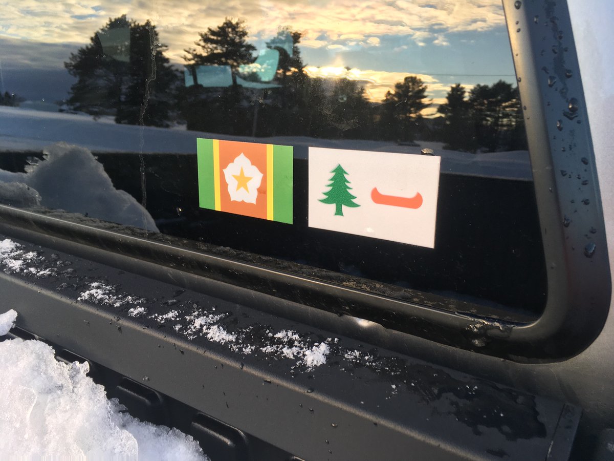 ME_hometownflag's tweet photo. Potential #LimestoneME flag (left) and #OTME runner up (right). Thereβs something special about seeing a design as a sticker. https://t.co/5FP1sAGUJG