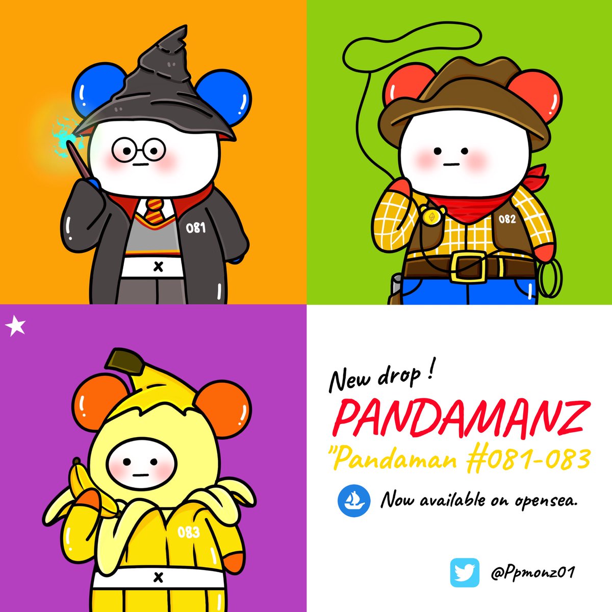 New drop🚨 'Pandaman 081-083' 🐼✨
Visit my collection> opensea.io/collection/pan…
.
#NFTs #NFTCommunity #nftcollector #NFTartist #NFTTHAILAND #NFTdrop #OpenSeaNFT #ETH #NFTcollection #pandaNFT #nftjapan #NFTthai
