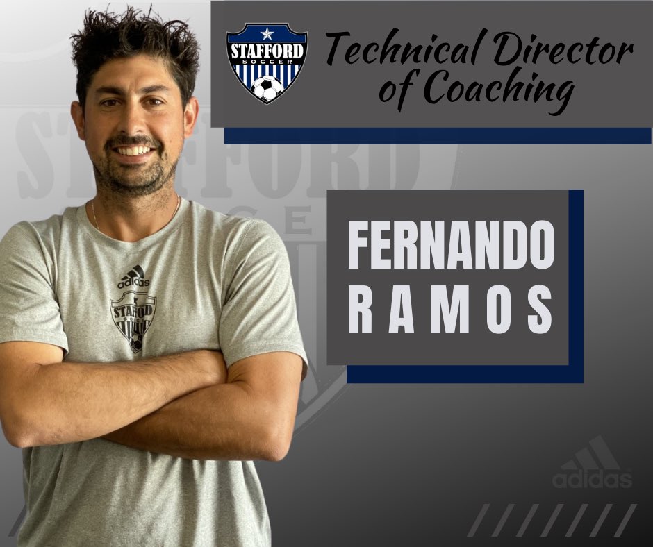 🎉Congratulations to Stafford Soccer’s new Technical Director of Coaching, Fernando Ramos! Looking forward to the future as we implement your creative and innovative ideas!