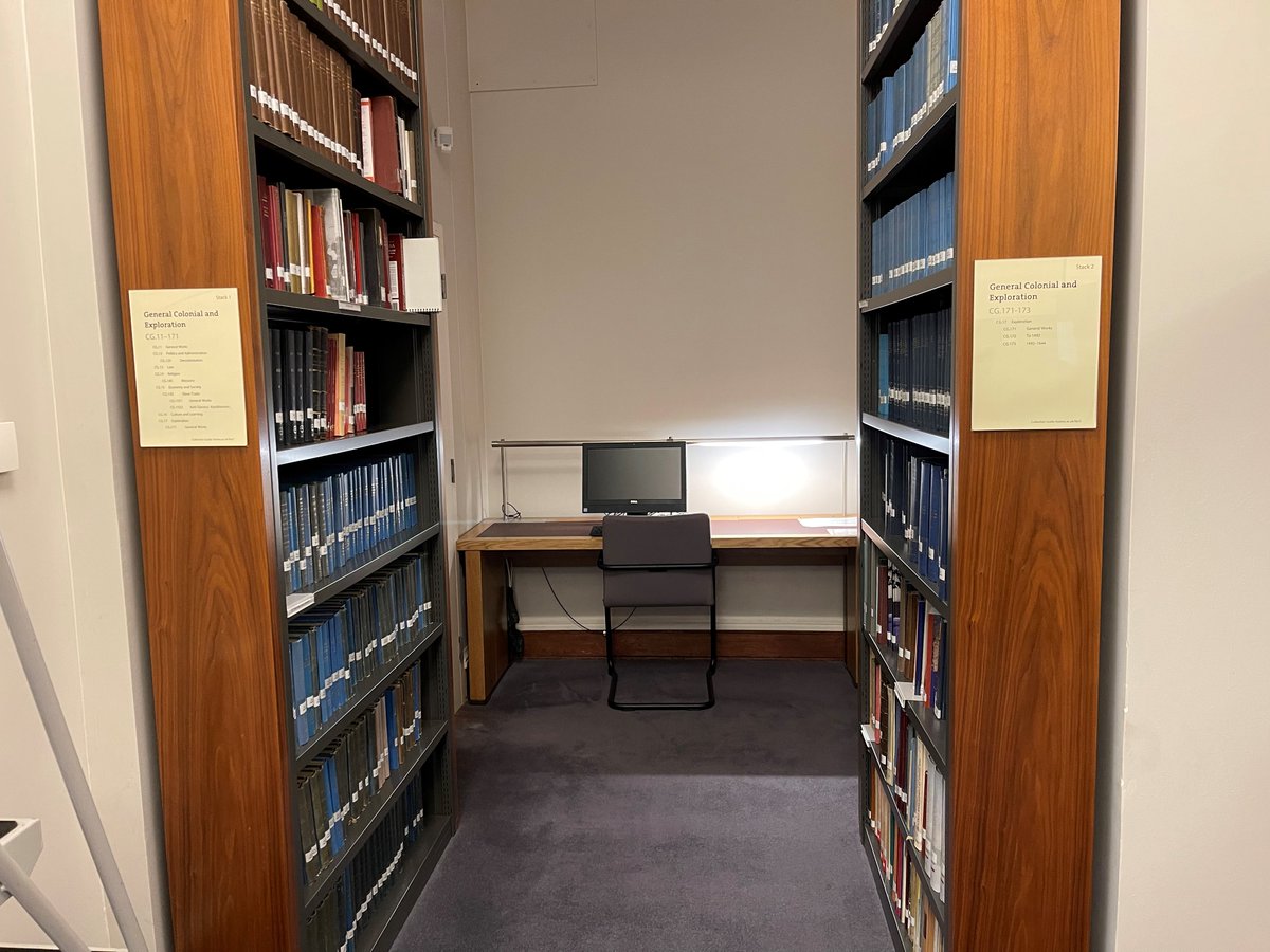 IHR_Library's tweet photo. Looking for somewhere quiet to study? Come and use the third floor study spaces in the #IHR. Surrounded by books and exhibition cases, and tucked away at the top of the library, it is the perfect place to work! 
#StudiousSaturday https://t.co/Q37amSqaoz