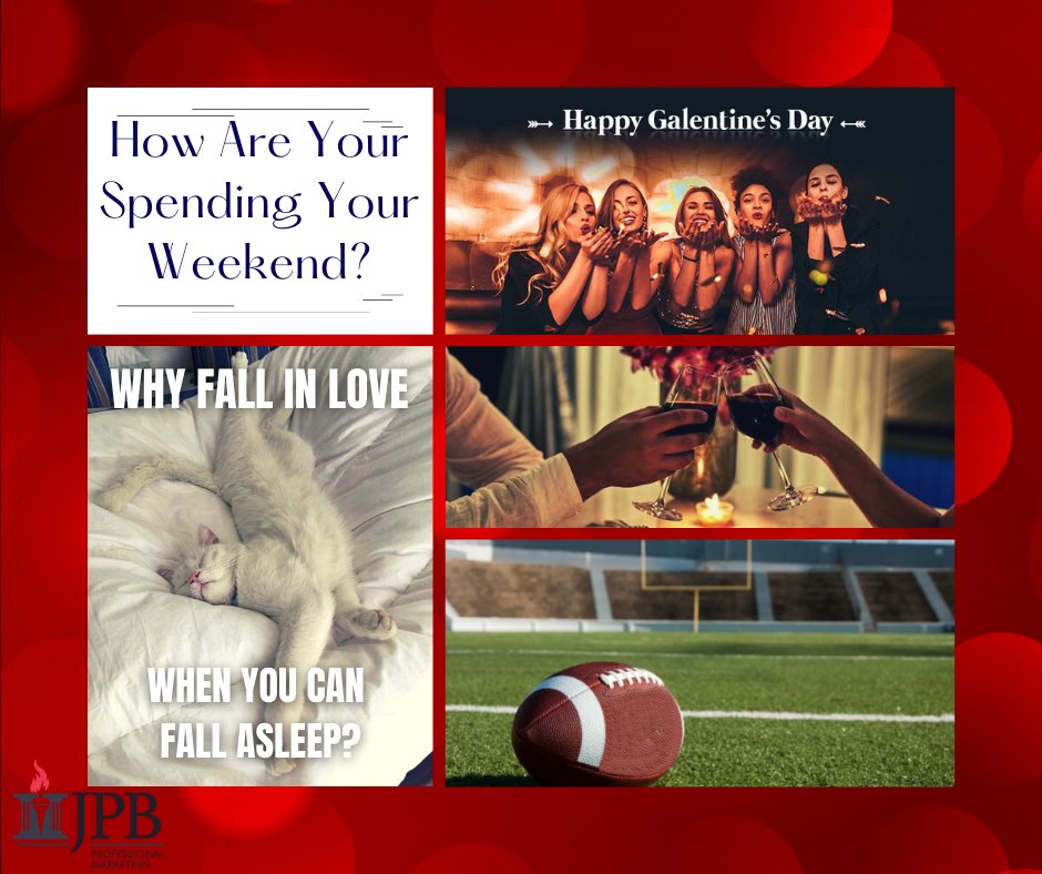 It's a jam-packed weekend with Valentine's Day on the horizon, not to mention the #BigGame, and the girls knocking at your door for #GalentinesDay. How are you spending yours? Drop us a comment with all of the details! 
#love #influencemartketing #teamjpb #weekendbound