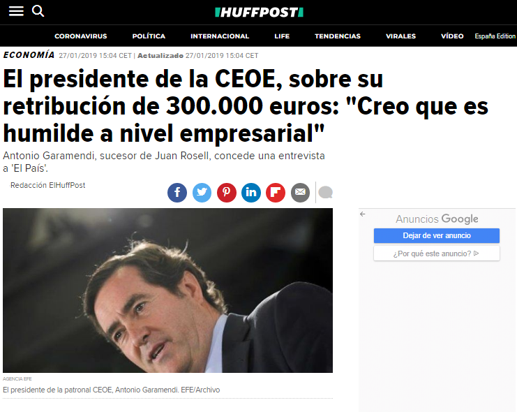 JulianMaciasT's tweet photo. 🙈Albert Rivera quería rebajarle la indemnización por despido de 33 a 20 días a los currelas que trabajan 40 hs/sem, pero para él quiere 500 días por año por trabajar 2 horas al mes.
🙉La CEOE ve inasumible un sueldo de 1.000 €, pero le parece humilde que ellos cobren 300.000 € https://t.co/42ky8Ht0iy