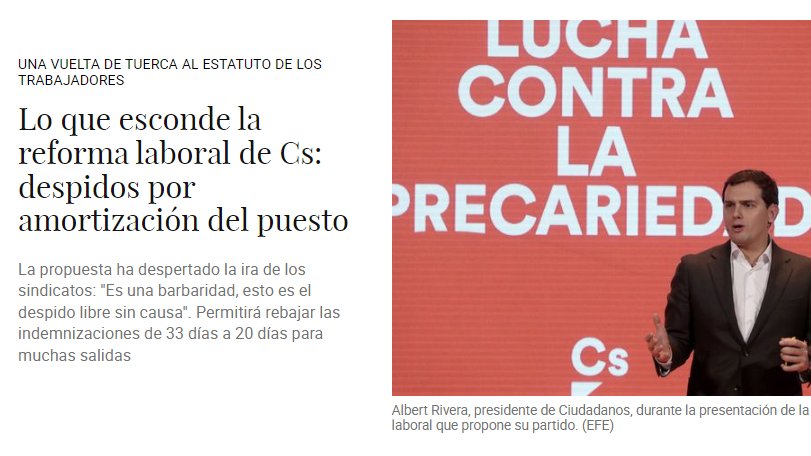 JulianMaciasT's tweet photo. 🙈Albert Rivera quería rebajarle la indemnización por despido de 33 a 20 días a los currelas que trabajan 40 hs/sem, pero para él quiere 500 días por año por trabajar 2 horas al mes.
🙉La CEOE ve inasumible un sueldo de 1.000 €, pero le parece humilde que ellos cobren 300.000 € https://t.co/42ky8Ht0iy