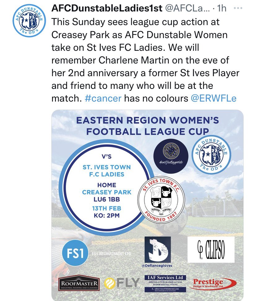 BBGREEN357's tweet photo. Love this post by @AFCLadies1st 🙏🏽
Cancer has no colours.

Very much appreciated by @IvesTownLadies
💙🤍🖤 https://t.co/Syi5vTmL1z