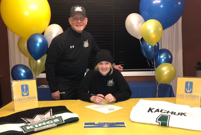 SPKACFury's tweet image. 🚨 FURY Signing Alert 🚨 
A FURY of wicked windmills and bountiful butterflies will be heading south to the Soo in fall 2022! Goaltender AK @AsiaKachuk has committed to the Lake Superior Lakers in the ACHA D1 to help defend their cage. #BelieveInBlue #OneTeamOneDream #Fury319