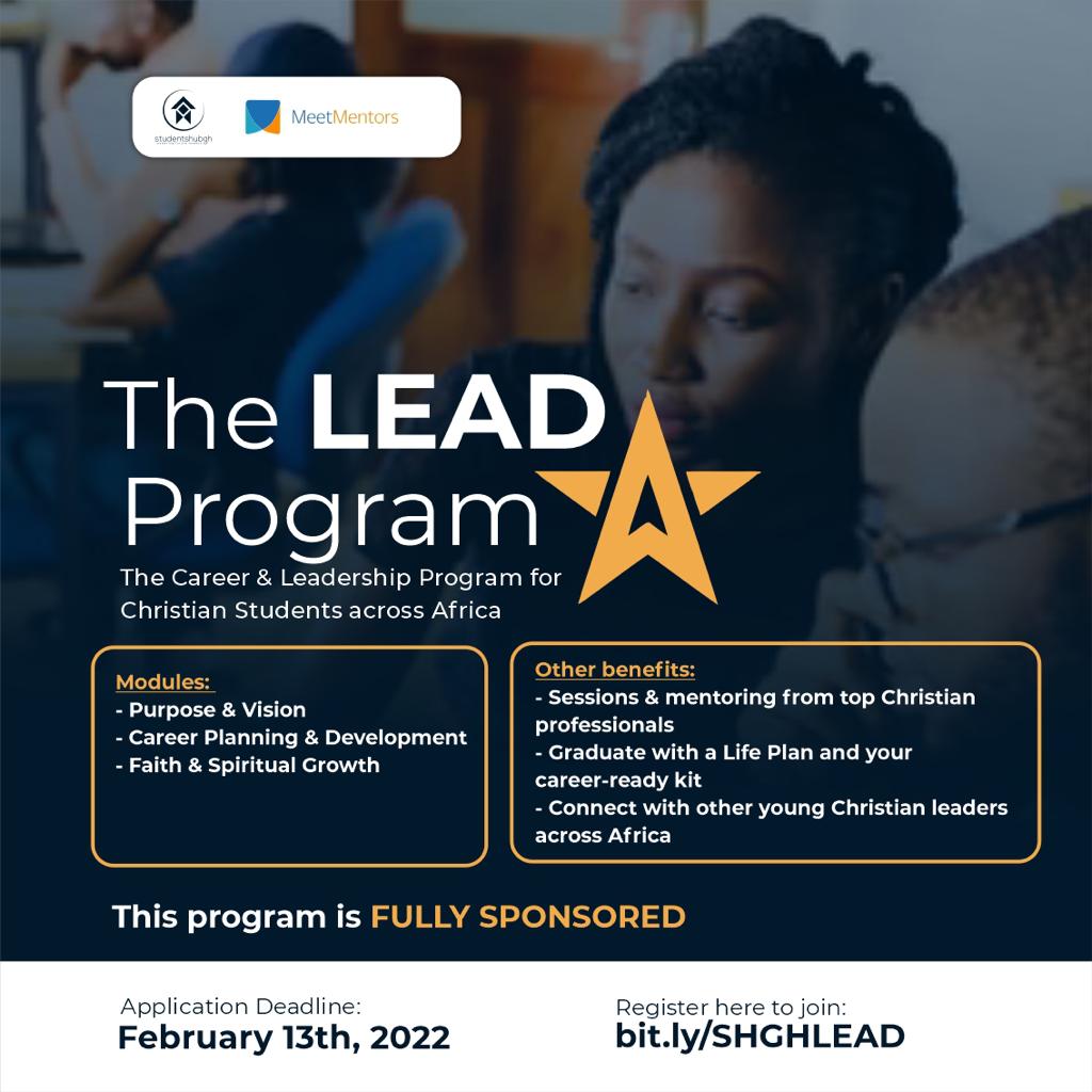 studentshubgh's tweet image. Have you applied to the #LEAD yet? Apply to join the program and receive the support, community and mentoring to excel in your faith and your purpose. Apply here: bit.ly/SHGHLEAD         
  #leadcohort2 #studentshubgh #leadershipdevelopment #MeetMentors #Spiritualgrowth