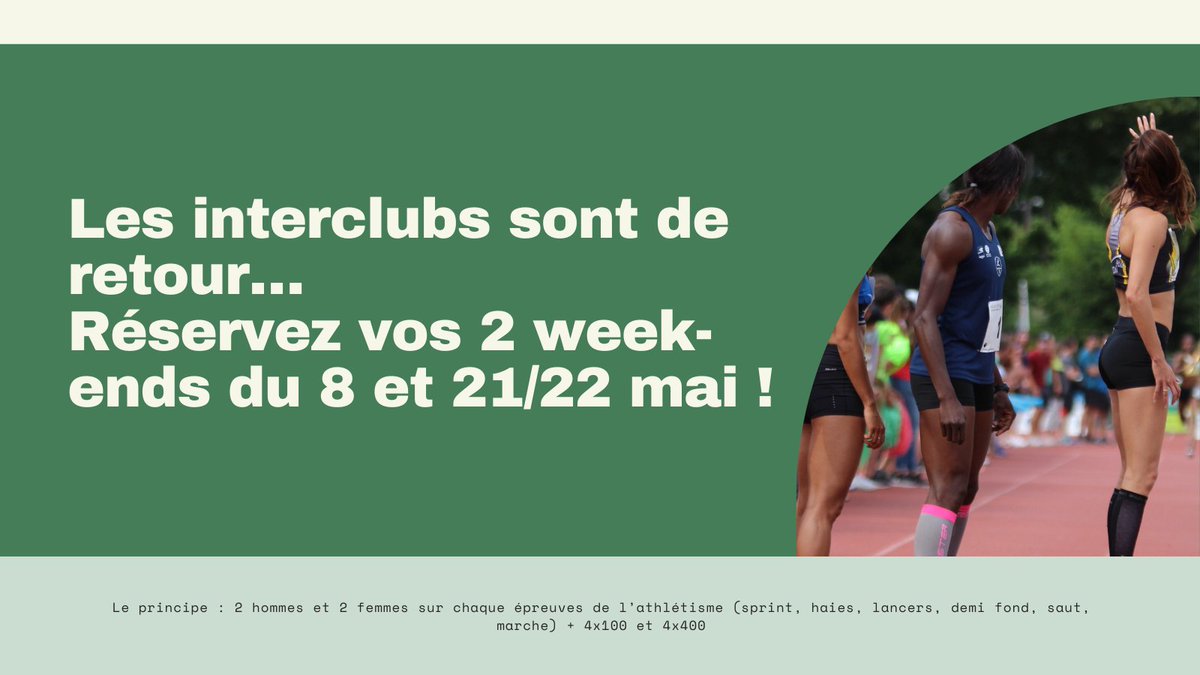 Fcathletisme's tweet photo. 🚩 agenda 

🌞Les dates sont posées pour L'ÉQUIPE 1  et L'ÉQUIPE 2 de l'EACO

📅 à vos agendas, tout le monde est concerné 

#flersconde #eaco #flersdelorne #a3alencon #interclub2022 https://t.co/9LwgooFvG7