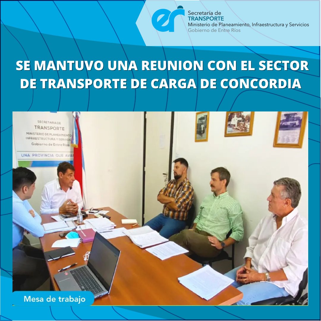 SecTransporteer's tweet photo. #MesadeTrabajo La provincia, a través de la Secretaría de Transporte, se reunió con representantes del transporte de carga de Concordia para atender a los reclamos del sector

👥 Estuvieron presentes el Diputado Provincial Juan Domingo Zacarías, y los representantes de la CETACC https://t.co/14CDzLSSrT