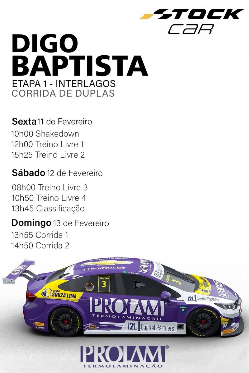 prolam's tweet image. Digo Baptista inicia o ano com um novo desafio, estreará na Stock Car pela equipe Crown Rancing, tendo o penta campeão Cacá Bueno como companheiro.

A primeira corrida será neste domingo, dia 13/02 ás 13h55. Não perca!

#prolam #stockcar #digobaptista #mercadografico