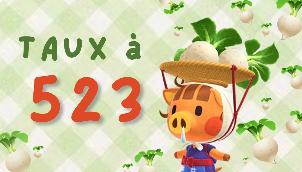 Taux à 523 sur le serveur ! 🪴✨
C’est le moment de venir vendre vos p’tits navets ici : 
discord.gg/ePyY9GA2tq

 A VOS RETWEETS ! 
#navets #acnhnavets #navetsacnh #courdunavet #acnh #acnhfr #acnhentraide #turnips #turnipprice