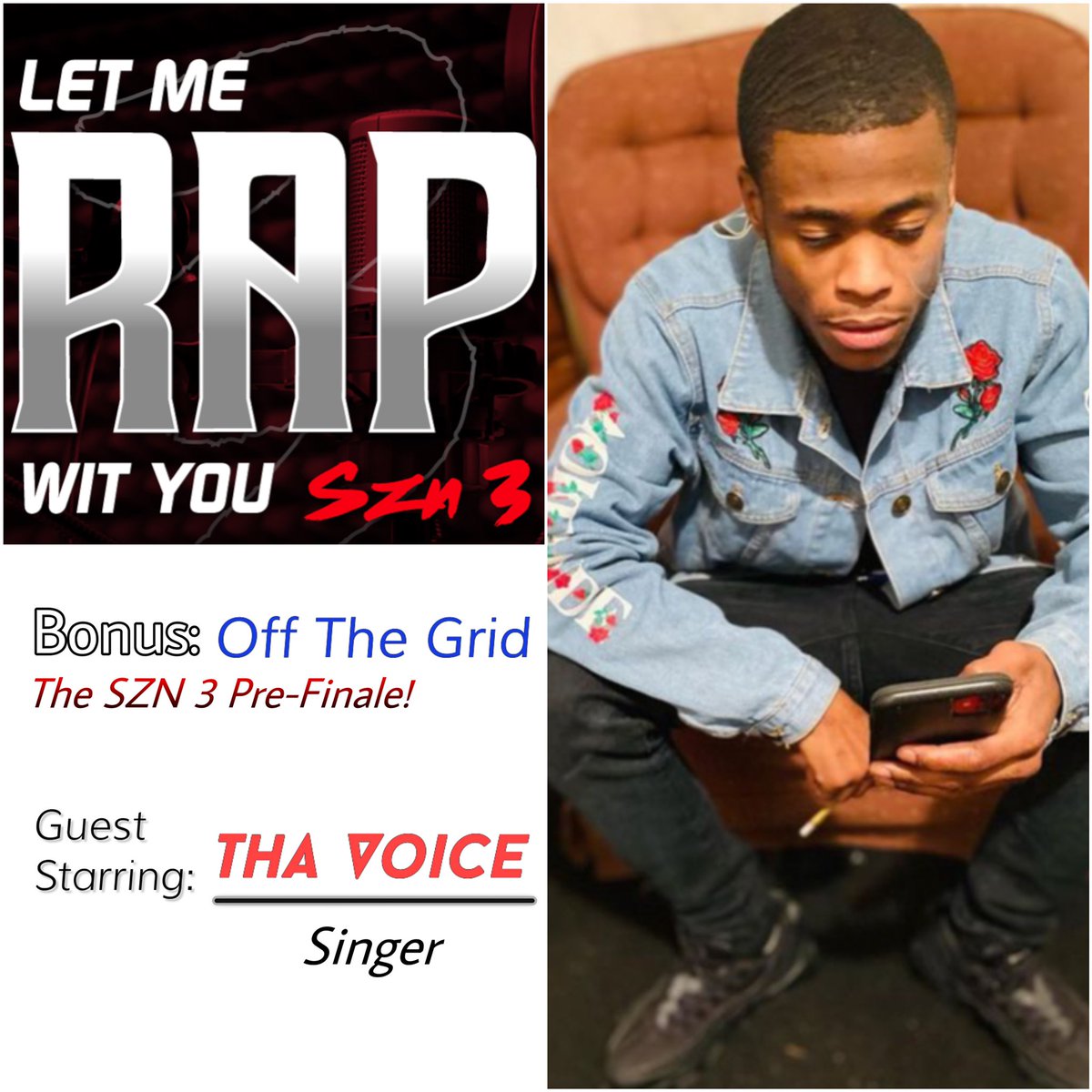 LetMeRapWitYou's tweet photo. SZN 3’s finale began last night! For the 1st out of 3, we brought Tha Voice to discuss his origins in R&amp;B, early childhood in choir, the meaning behind his music &amp; name, and so much more! Tune in:

https://t.co/0vDBdYwUl4

@thavoice95 https://t.co/q2cyYtlZBk