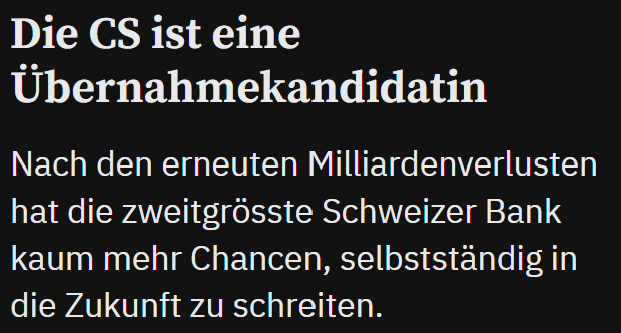 Das <a href="/casinotheater/">Casinotheater Winterthur</a> evaluiert eine Übernahme - die CS würde durch ihre starke Präsenz im satirisch-komödiantischen Sektor unseren Geschäftsbereich enorm erweitern.