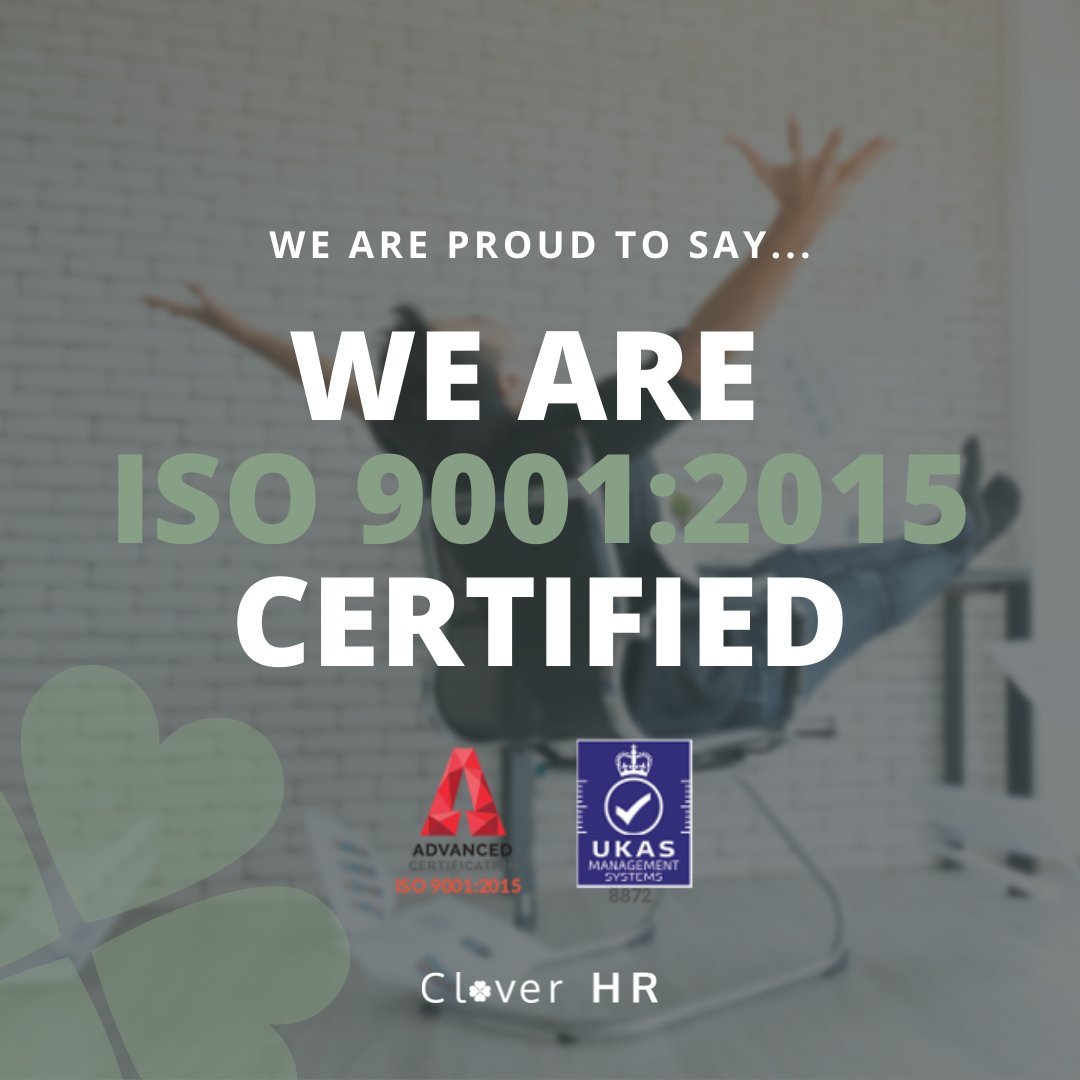 Did you know, Clover HR are ISO 9001 Certified?

#iso9001 #qualitystandard #certified