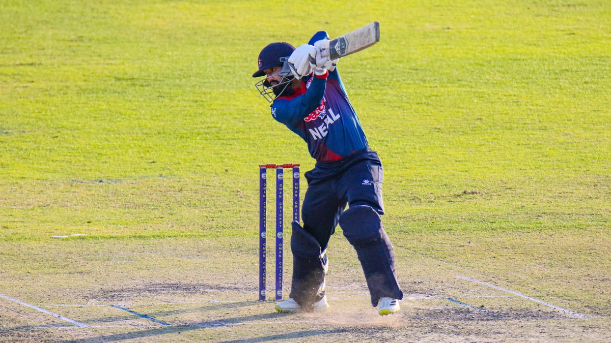 PeterDellaPenna's tweet photo. This one might have been the shot of the day from @DSAiree45 though. Nadeem bowls yorker on fourth stump to start final over with Nepal needing 9 to win. Dipendra squeezes it out behind point for 4. The 60+ Nepal fans on the western boundary went nuts, N-E-P-A-L letters &amp; all. https://t.co/Jz1mLnLlev