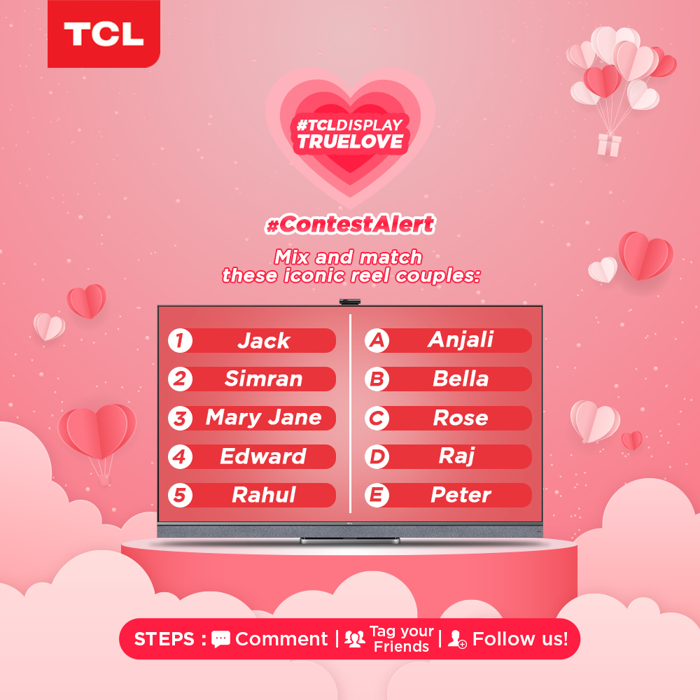 tcl_india's tweet photo. Here are some of the iconic reel couples in the history of cinema. ๐
Can you mix & match the right pair? Comment your answers and get a chance to win amazing prizes. ๐
#TCLDisplayTrueLove #TCLTheCreativeLife https://t.co/i3lgSSMKL2