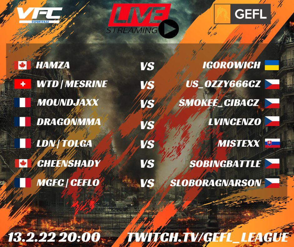 FuryVS_'s tweet photo. Ce dimanche on affronte une nouvelle league esport d'#UFC4, > #GEFL !!!
En direct, Dimanche 20h
๐ https://t.co/FpPa62grb1 ๐ https://t.co/msNfyqaI6Z