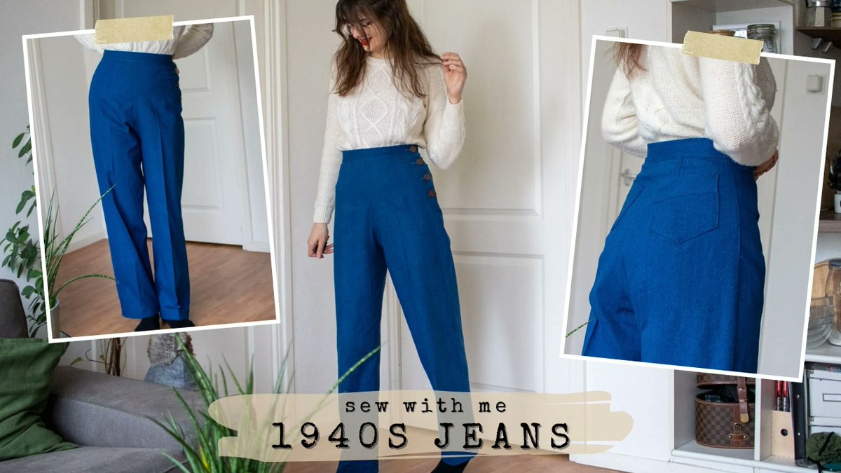 Loepsie's tweet photo. Making 1940s Vintage Jeans 👖🧵 Sew With Me https://t.co/FzBTHTRe53 https://t.co/v5CjNZkic9