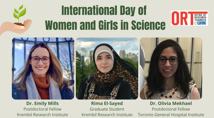 uhntrainees's tweet photo. Happy International Day of Women and Girls in Science!🧬

The ORT is celebrating by spotlighting three exceptional trainees who are making great strides in their research and are launching a UHN trainee podcast to build more community at UHN!

Read more: https://t.co/GYQ9PPxtX2 https://t.co/ELN4boVLZe