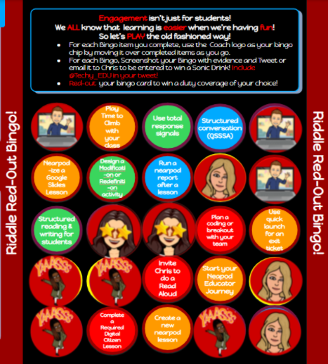 Techy_EDU's tweet image. Congratulations on our first @RiddleElem #RedOutBingo winner, @andersonteach5!!!  Keep those Bingos coming, Riddle peeps!!