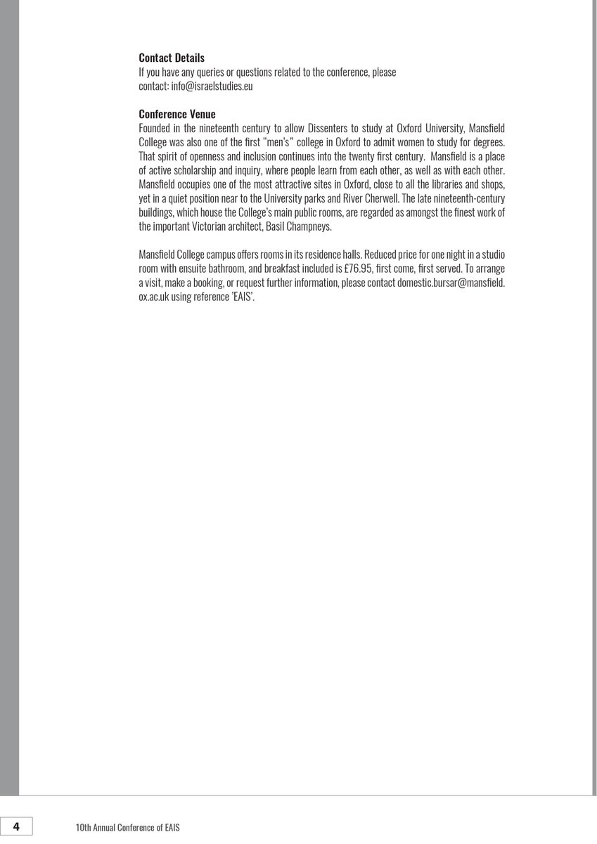 📣We happily announce the Call for Papers for our 10th Annual Conference from September 18th-20th <a href="/MansfieldOxford/">Mansfield College, University of Oxford</a>.

Deadline for paper &amp; panel submissions: April 15th, 2022
Notification of acceptance: May 1st, 2022
Online registration for the conference: May 2022

#CfP 🇮🇱#Israel