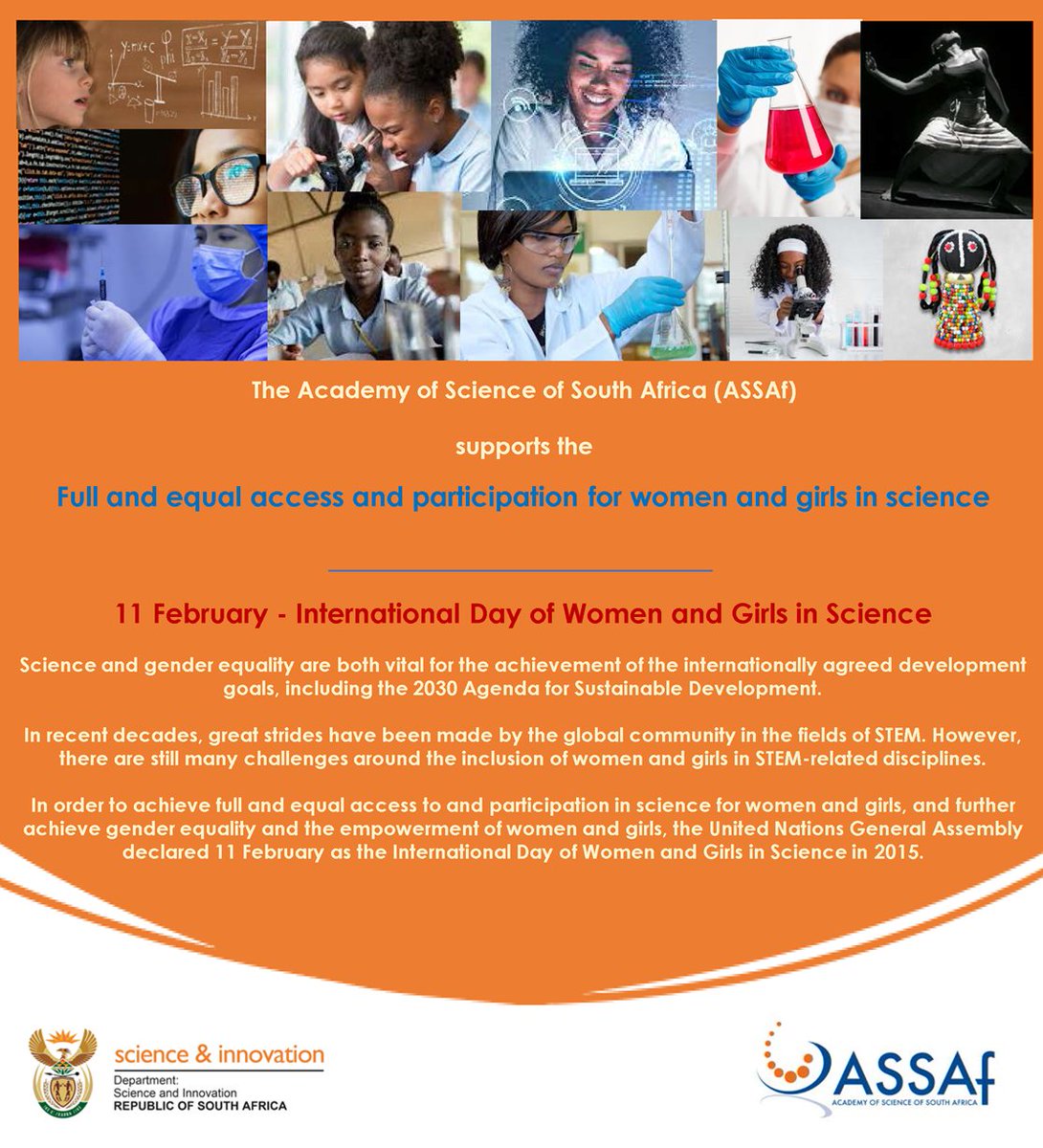 The International Day of Women &amp; Girls in Science is observed by the <a href="/UN/">United Nations</a> on 11 February each year &amp; aims to promote the participation of women in #STEM disciplines. The Academy supports the full &amp; equal access &amp; participation for women &amp; girls in science @dsigovza <a href="/SAYAS_SA/">SAYAS</a> <a href="/OWSD/">omar formen</a>