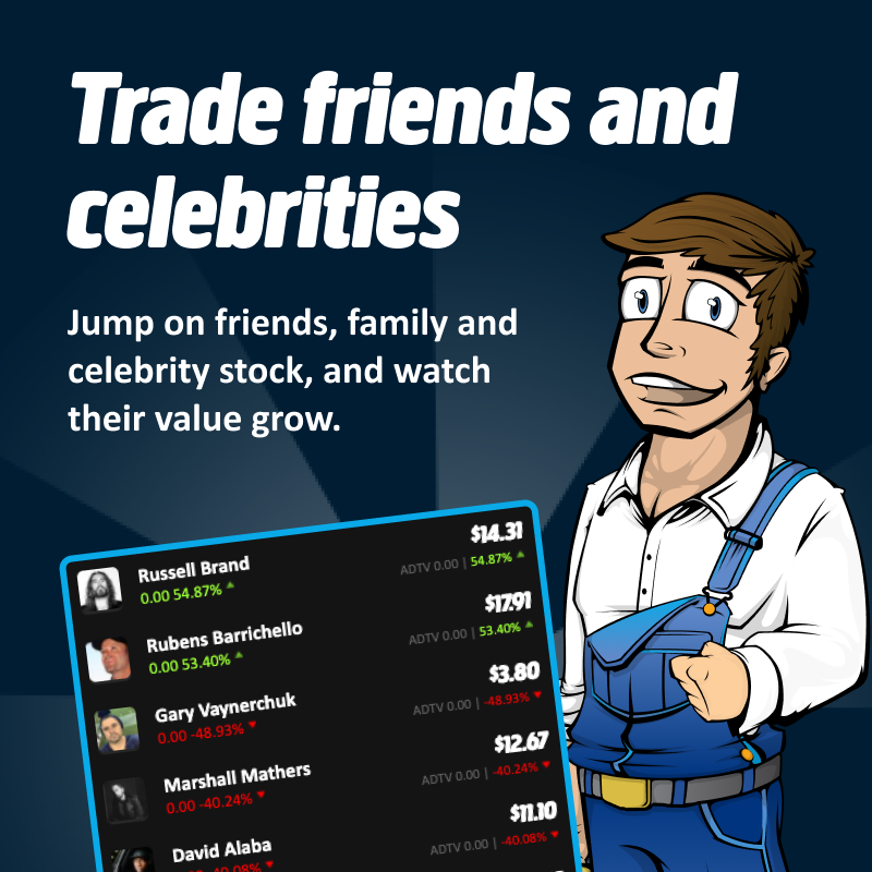 stockexchange's tweet photo. 📈 Play twiDAQ today.

Discover the great new fantasy stock exchange game.  Trade your friends, your favourite celebrities, TV shows &amp; more.