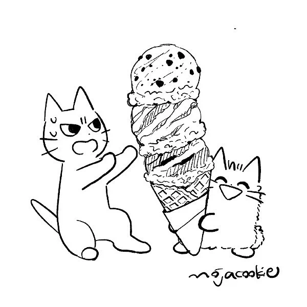 3段アイスクリーム#しかるねこ 