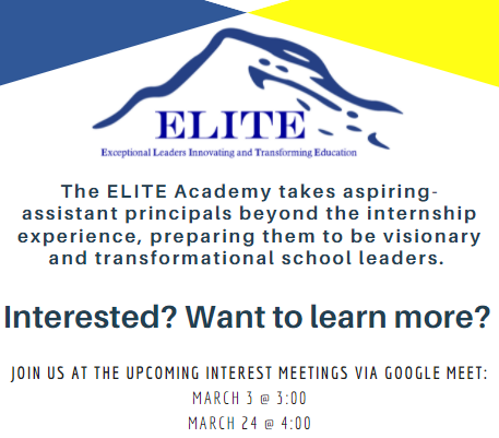 FCPSLeads's tweet photo. We are excited to launch our next cohort of ELITE Academy for the 2022-23 school year! This program is for aspiring assistant principals in FCPS. Check out the embedded advertisement for details on the program and upcoming information sessions. #FCPSLeads https://t.co/77zcEw7gJZ https://t.co/A1Q1bsEPRZ