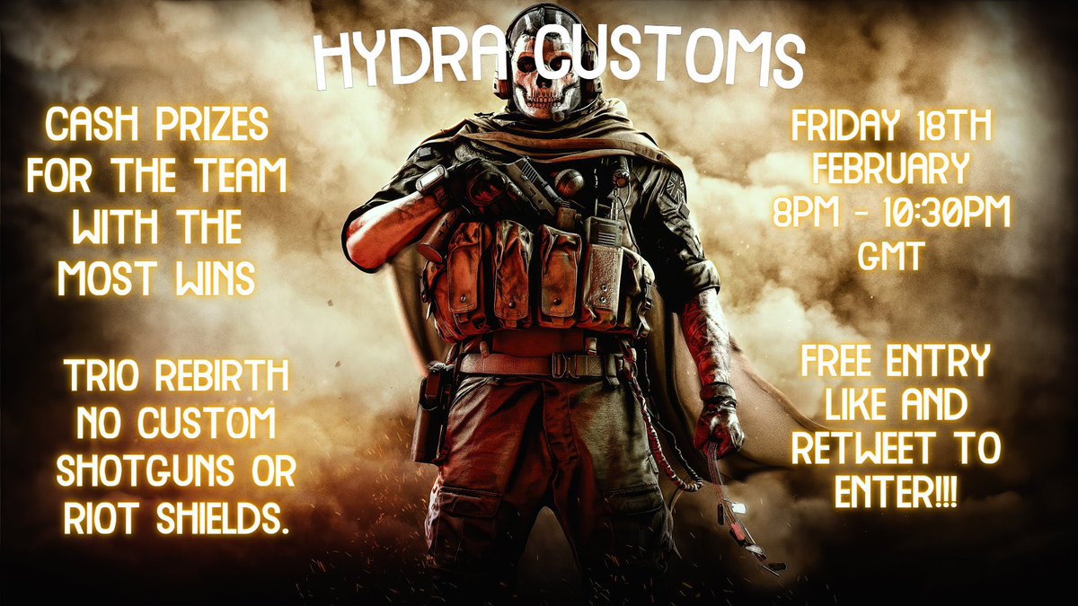 You guys asked and we delivered. We are hosting a free to enter customs with cash prizes for the winning trio!!!! All you gotta do to enter is like and retweet this tweet and make sure you are following this account as there will be more like this in future!!🔥 #streamers