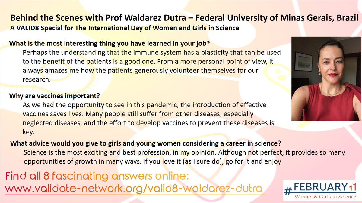 NetworkValidate's tweet photo. Another #VALID8 questions, this time from Prof Walderez Dutra (@waldutra) from @ufmgbr.  Wal talks about immune system plasticity and how she learns from her students every day.

https://t.co/SqUUhKkHY1 https://t.co/v1KvoftO3R