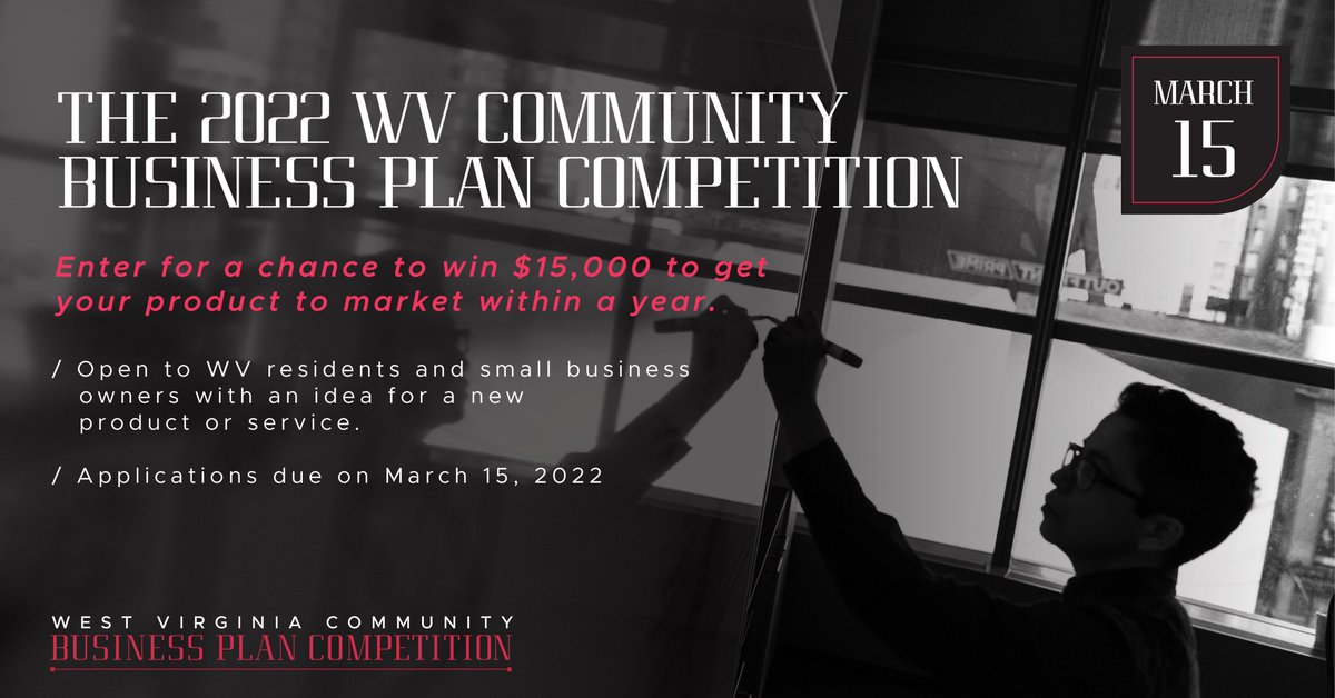 The WV Community Business Plan Competition (formerly known as SeedWV) provides WV residents and business owners the opportunity to compete for investment. Apply by March 15th at noon. Learn more at: businessplanwv.com/community