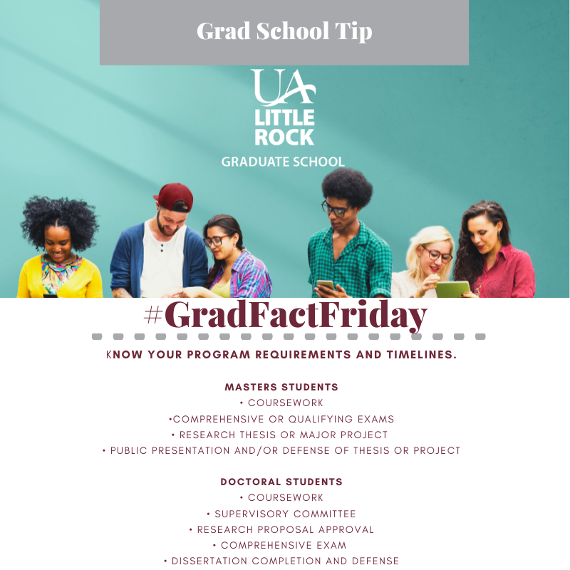 UALRGradSchool's tweet image. Happy Friday! Check out our latest grad school tip for graduate students. Apply today and use code GRFREE7 to waive the application fee. Follow us on Facebook at UA Little Rock Graduate School.
#GradFactFriday